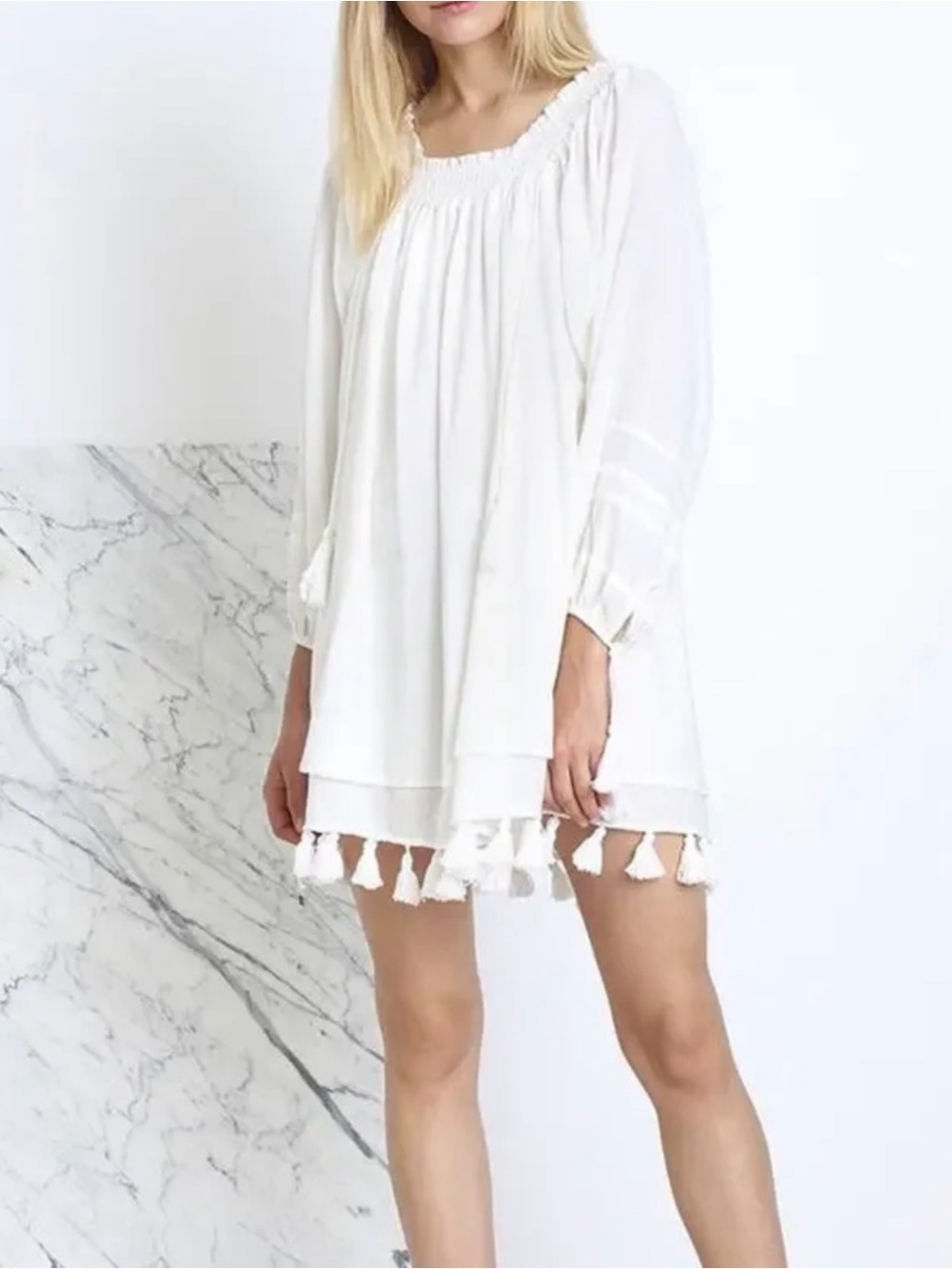 Apiece Apart Tewa Square Neck Tassel Tunic